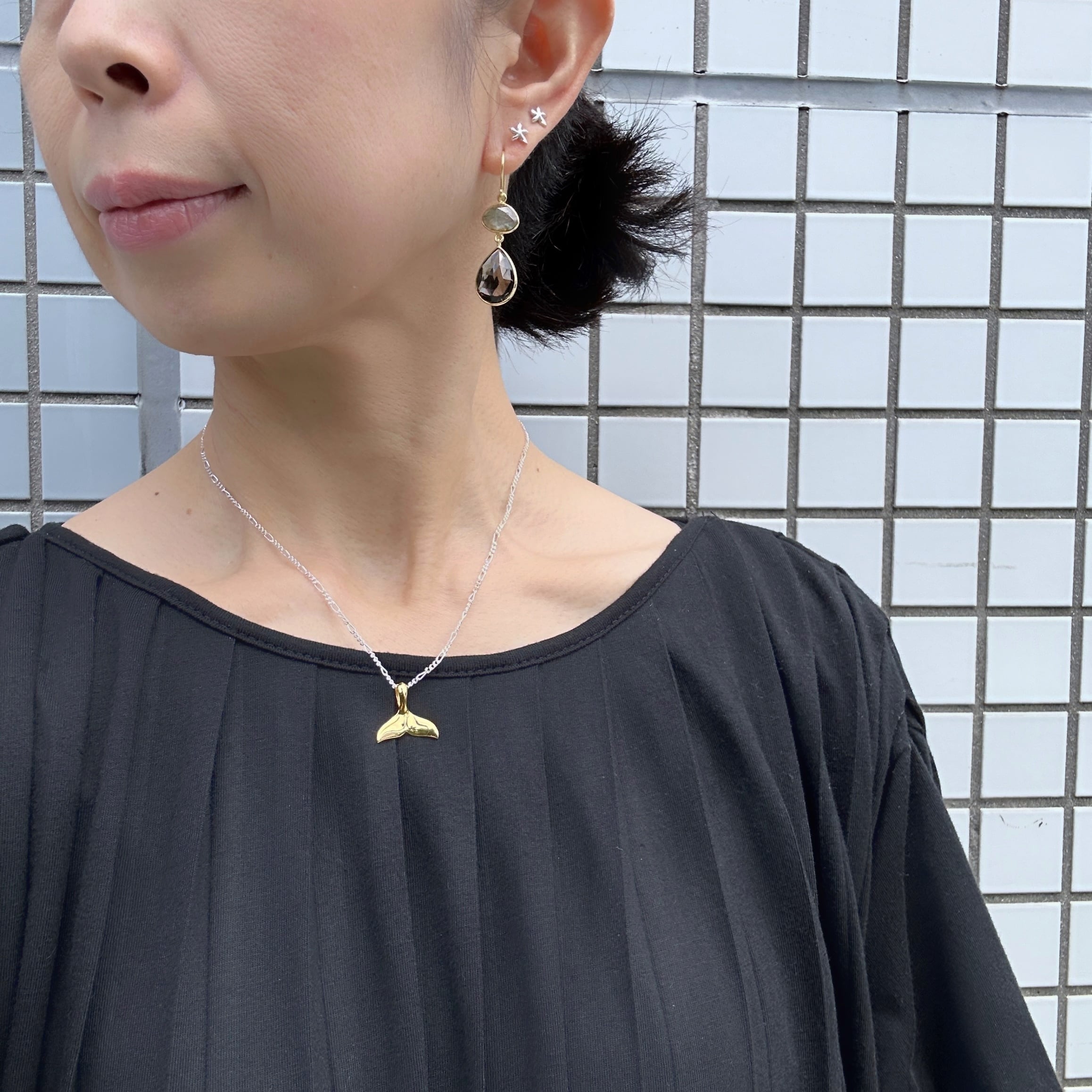 Gold Coating ダブルストーン ラブラドライト and スモーキークォーツ