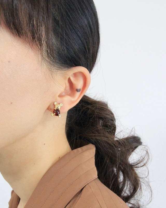 Teddy clip-on earrings | gold × brown
