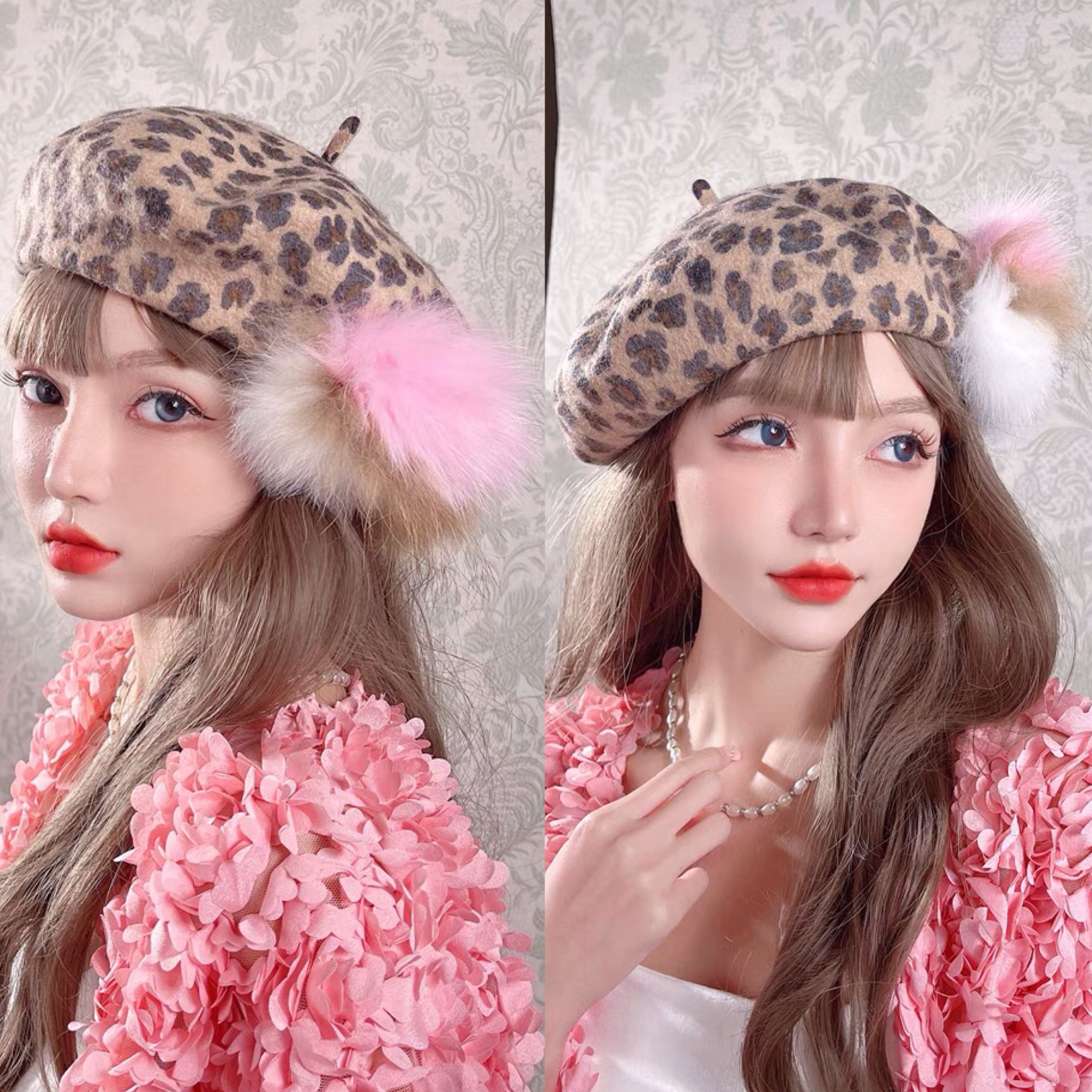 ヒョウ柄ピンクリボン帽子 【公式通販】