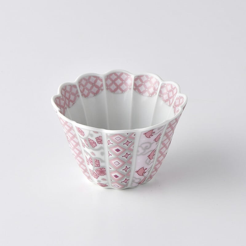 林九郎作　花柄金彩波型ボウル10個セット 林九郎作 花柄金彩波型ボウル10個セット 波佐見焼 花離宮