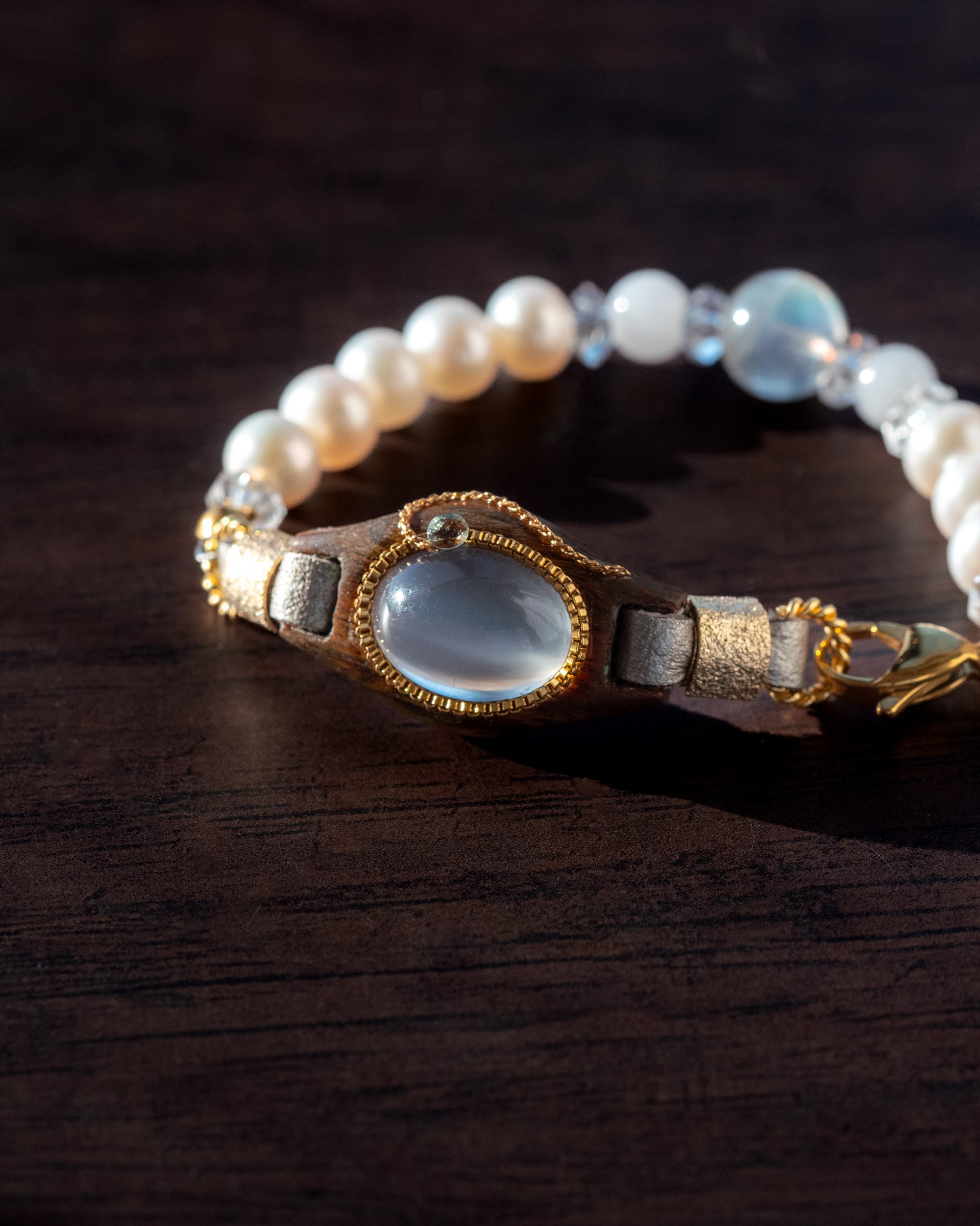 【ケサランパサラン】ホワイトムーンストーン×パロサント/B211-2