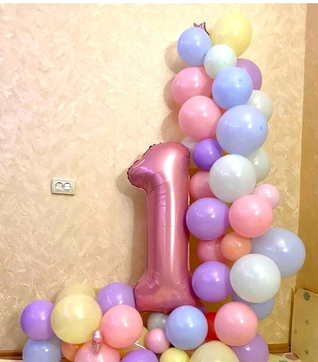 即納バースデーバルーン　マカロンカラー