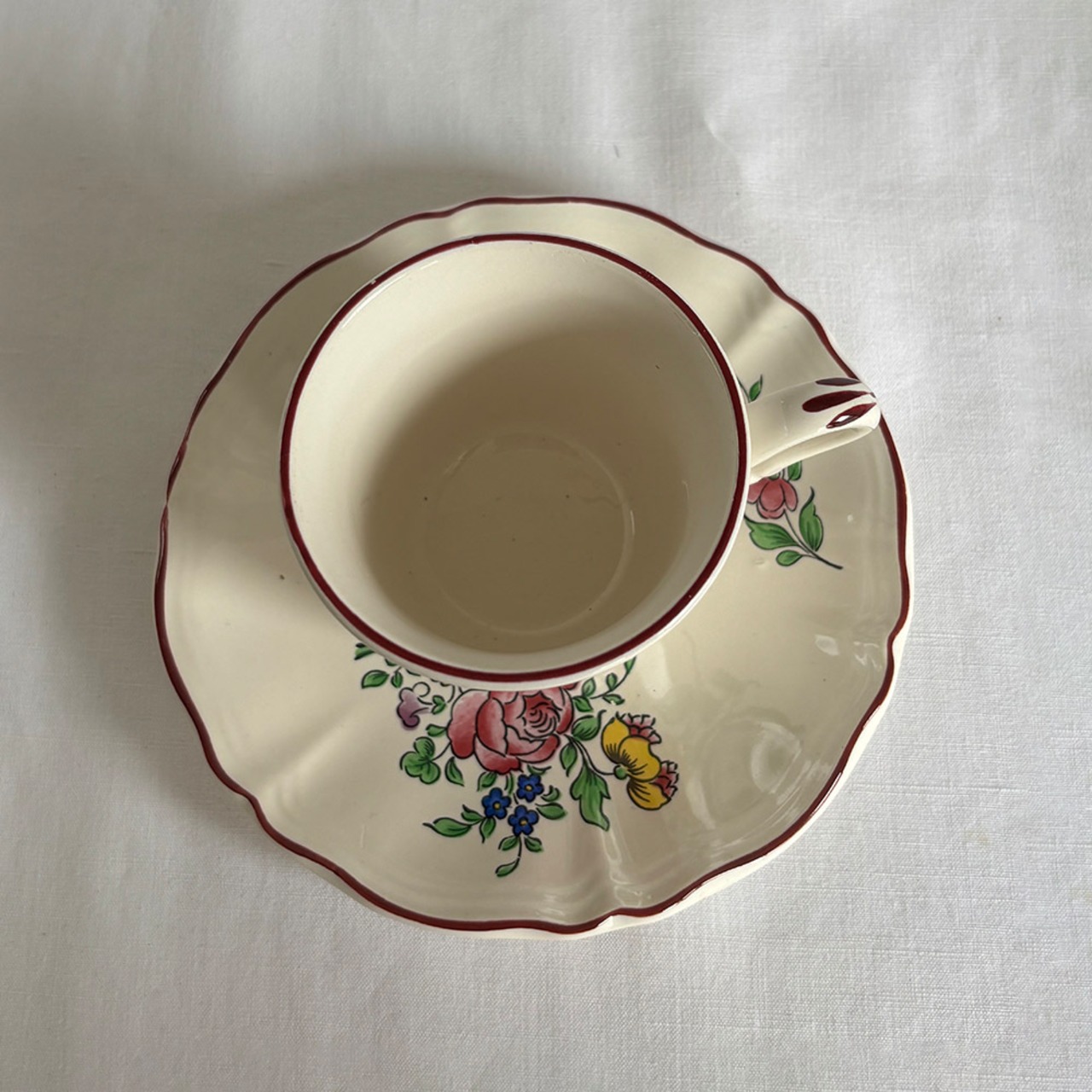 コーヒーカップ　KGリュネヴィル　カップソーサー　花柄　バラ　オールドストラスブール　12twev1-6