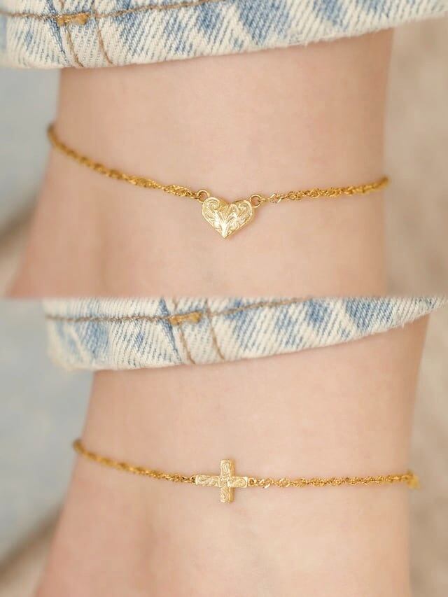 screw 】316L medai & cross anklet #a25 | rani