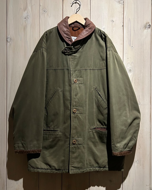 【a.k.a.C.a.k.a vintage】“CERRUTI 1881”Leather Collar Design Vintage Loose Jacket