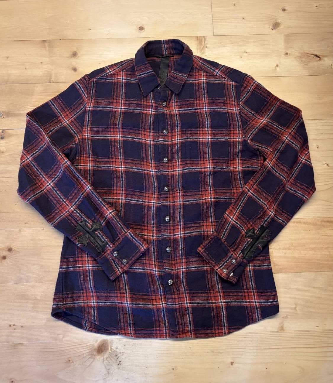 クロムハーツ ネルシャツ CHROME HEARTS クロムハーツネルシャツ クロスパッチ付き