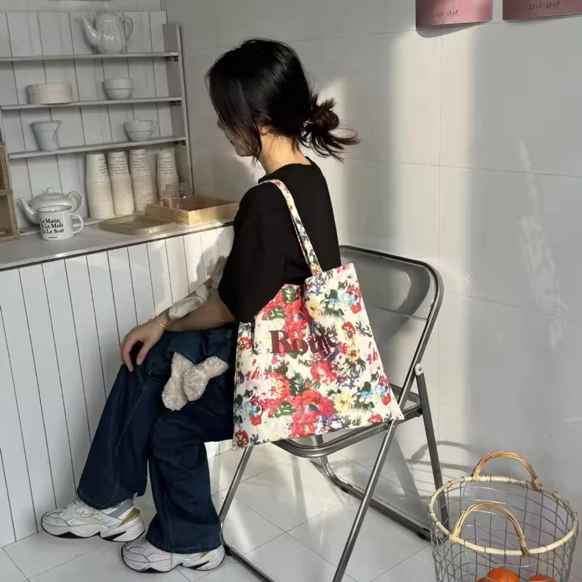 multi pattern tote bag
