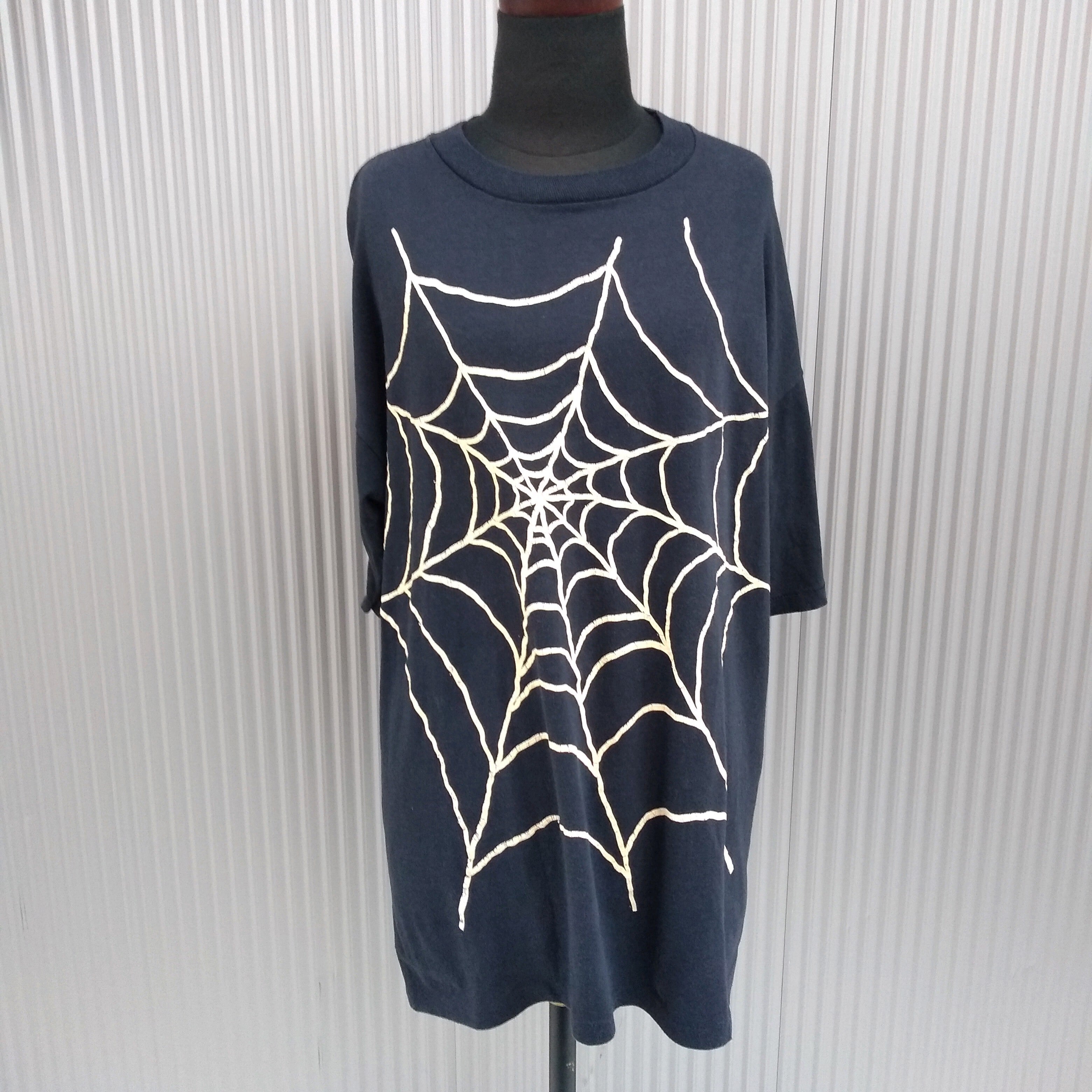 USA製 80s 蜘蛛の巣 スパイダーウェブ Tシャツ ブラック 黒 半袖