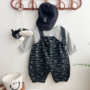 【BABY】スター柄ボーダーサロペット