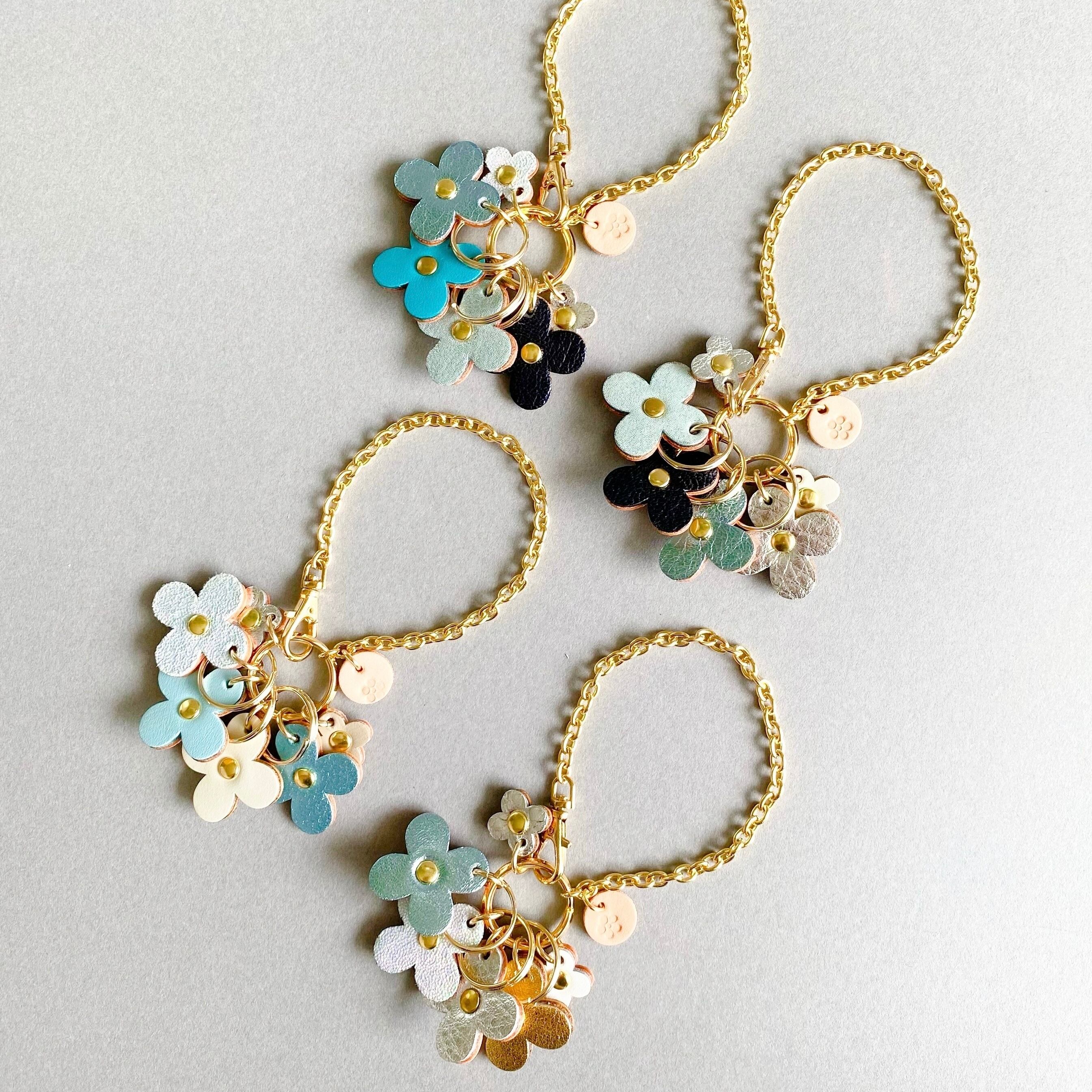 カランコエ花のキーホルダー(花色パープルカラー) | Allamanda-leather