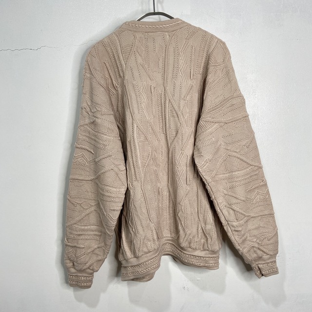 90s TUNDRA ツンドラ 3Dニット 総柄セーター ベージュ XXLカナダ