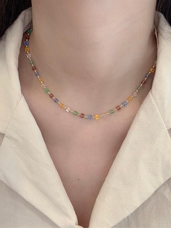 【即納商品】square beads necklace