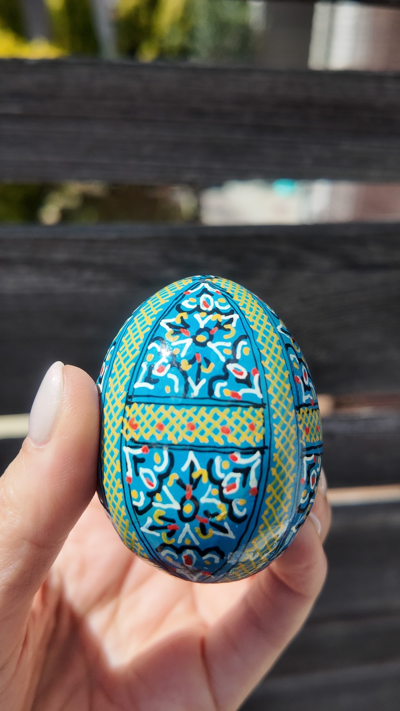 装飾用木製プィサンカ（イースターエッグ）with stand　コロミヤモデル - 5