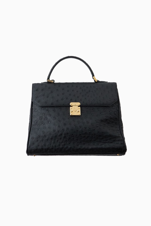 西ドイツ製 VINTAGE BALLY BLACK OSTRICH LEATHER HANDBAG