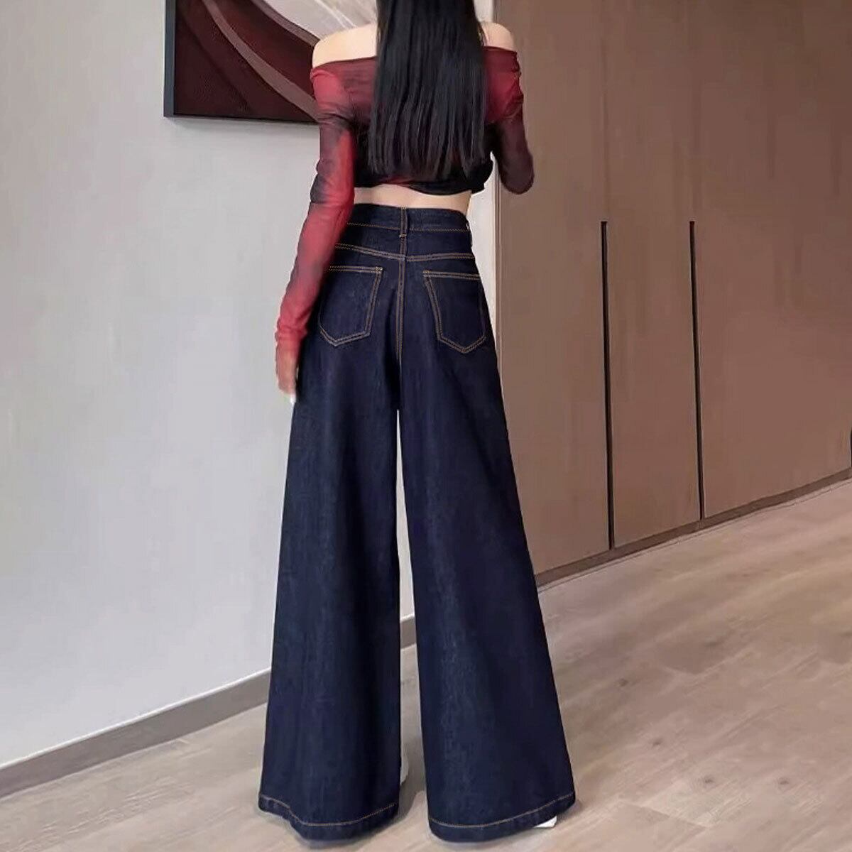 デニムパンツ ワイド ジーンズ 裏起毛 レディース 秋冬 韓国 大人 カジュアル きれいめ おしゃれ ゆったり 体型カバー レトロ 冷え対策 暖かい ハイウエスト 大人可愛い 大人女子