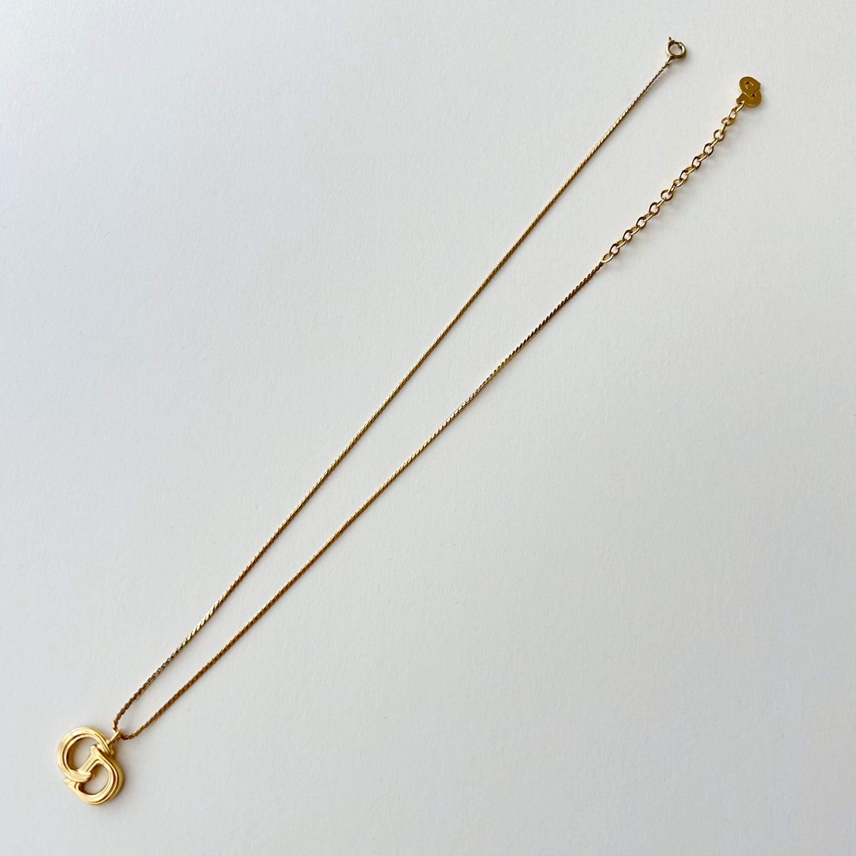 N7008】Christian Dior CD logo line necklace/クリスチャンディオール
