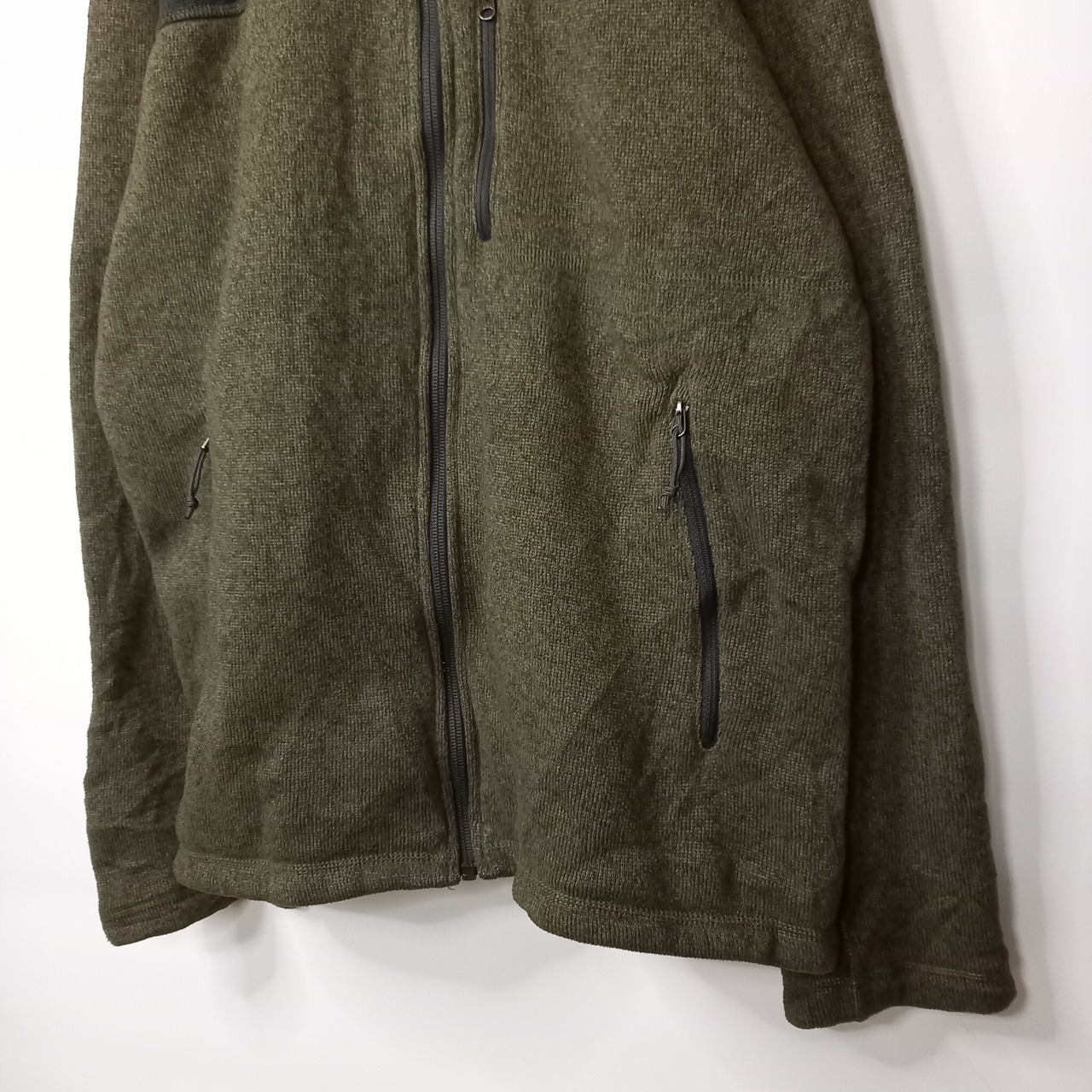 ノースフェイス　ジップアップ　セーター　ジャケット　フリース　裏ボア　カーキ　M