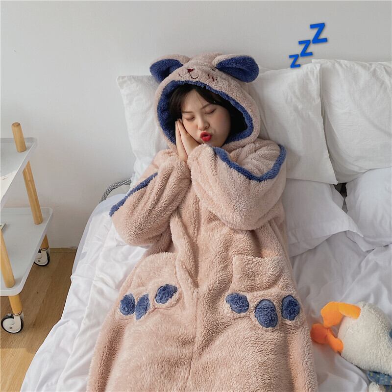 オータムウィンターワンピースレディースフランネルベルベットフード 大人ガーリー スウィート キュート カジュアル 秋物 冬物 萌量不足41917200484