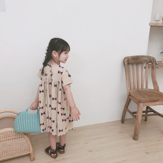 ワンピース キッズ 女の子 子供 子供服 ドレス 半袖 柄 柄ワンピース Aライン Aラインワンピース ギャザーワンピース 春夏 春 夏 新作 人気 おすすめ かわいい おしゃれ 韓国 韓国子供服 プレゼント 贈り物 プレゼント 90 100 110 1 130 140