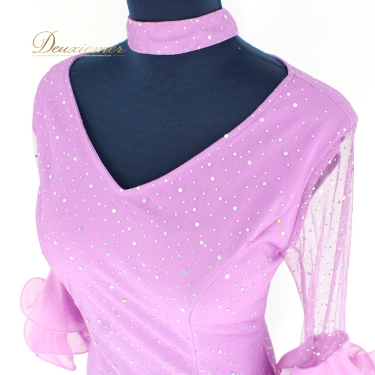 社交ダンス 衣装 ラテン ドレス ワンピース パーティ衣装 女性用 レディース オールシーズン パープル系 紫 Leirena レイリーナ フリル アシンメトリーデザイン チョーカー付き 舞台用 飾り付き 結婚式 余興 パフォーマンス 母の日 プレゼント フリル付き 高品質 ポリエステル製 シンプル かわいい おしゃれ ダンス発表会 メンズ レディース両用 動きやすい 着心地良い