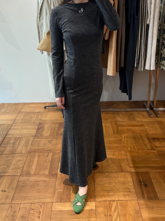 ERiKOKATORi/EK13-2-3  wool backless dress Dark grey