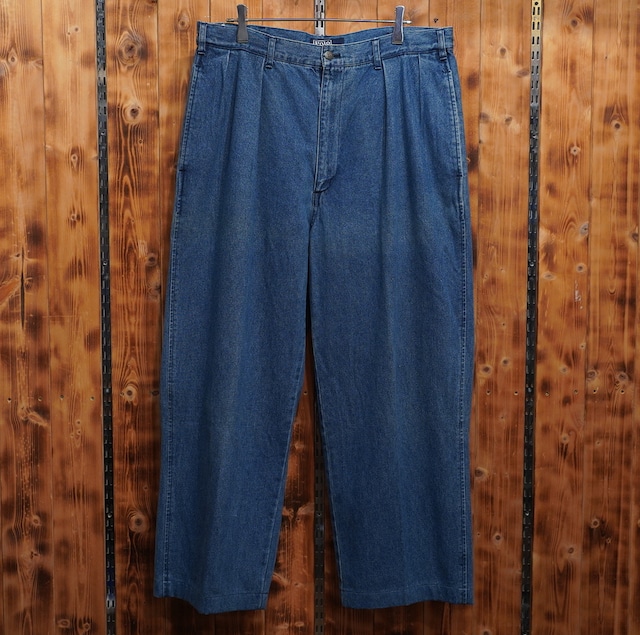 90s ralphlauren デニムチノ W86表記 W33〜34/ラルフローレン チノパン デニムスラックス