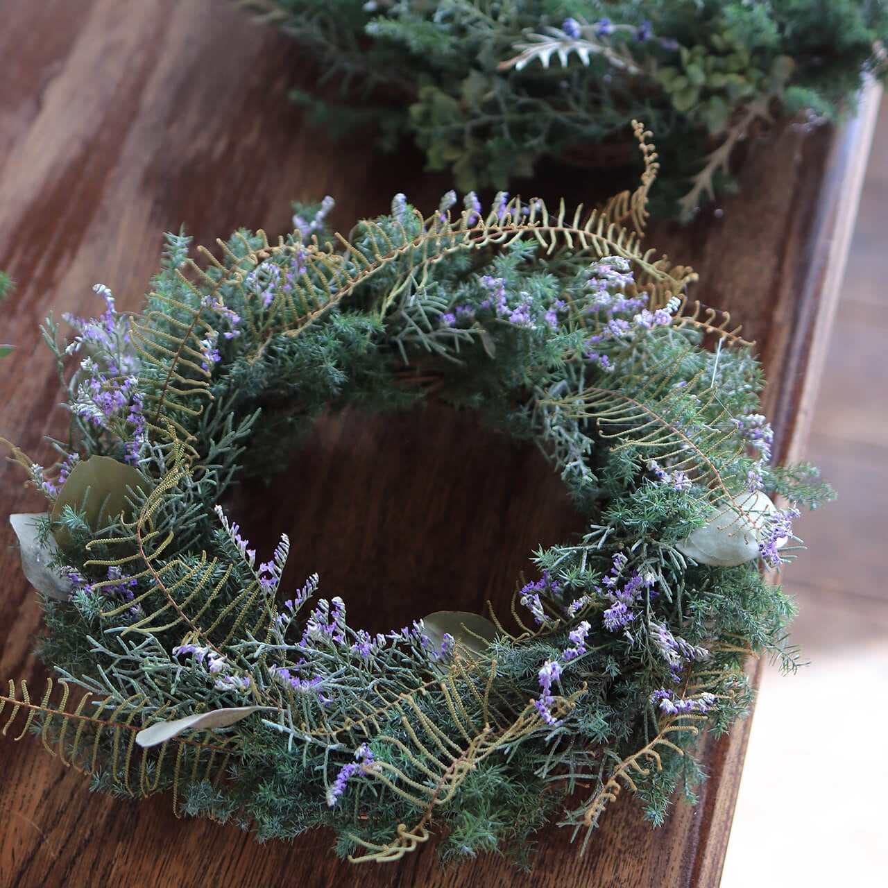 1点もの 約直径25cm 】針葉樹とブルーファンタジアのシックなグリーン