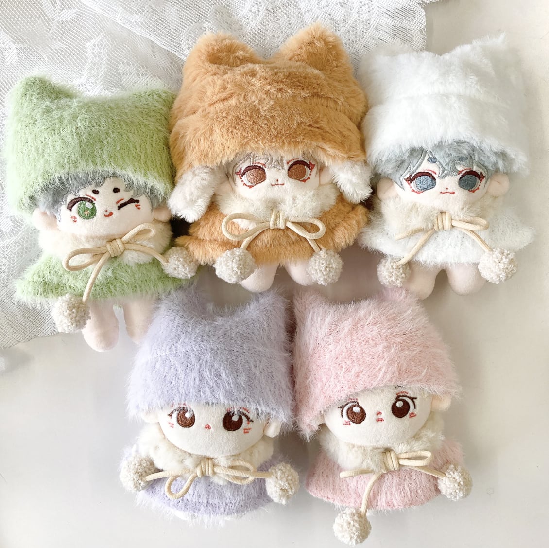 猫耳ニット帽&ファーポンチョ&マフラーセット 10cm用 TGMC-1286 | 推し