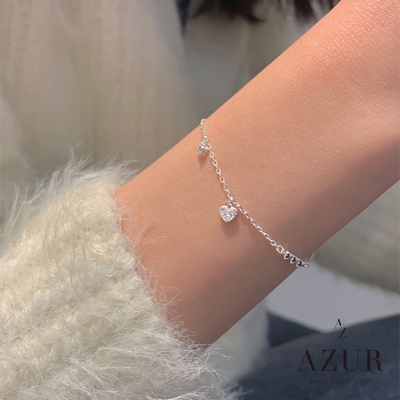 ジルコニアハートブレスレット