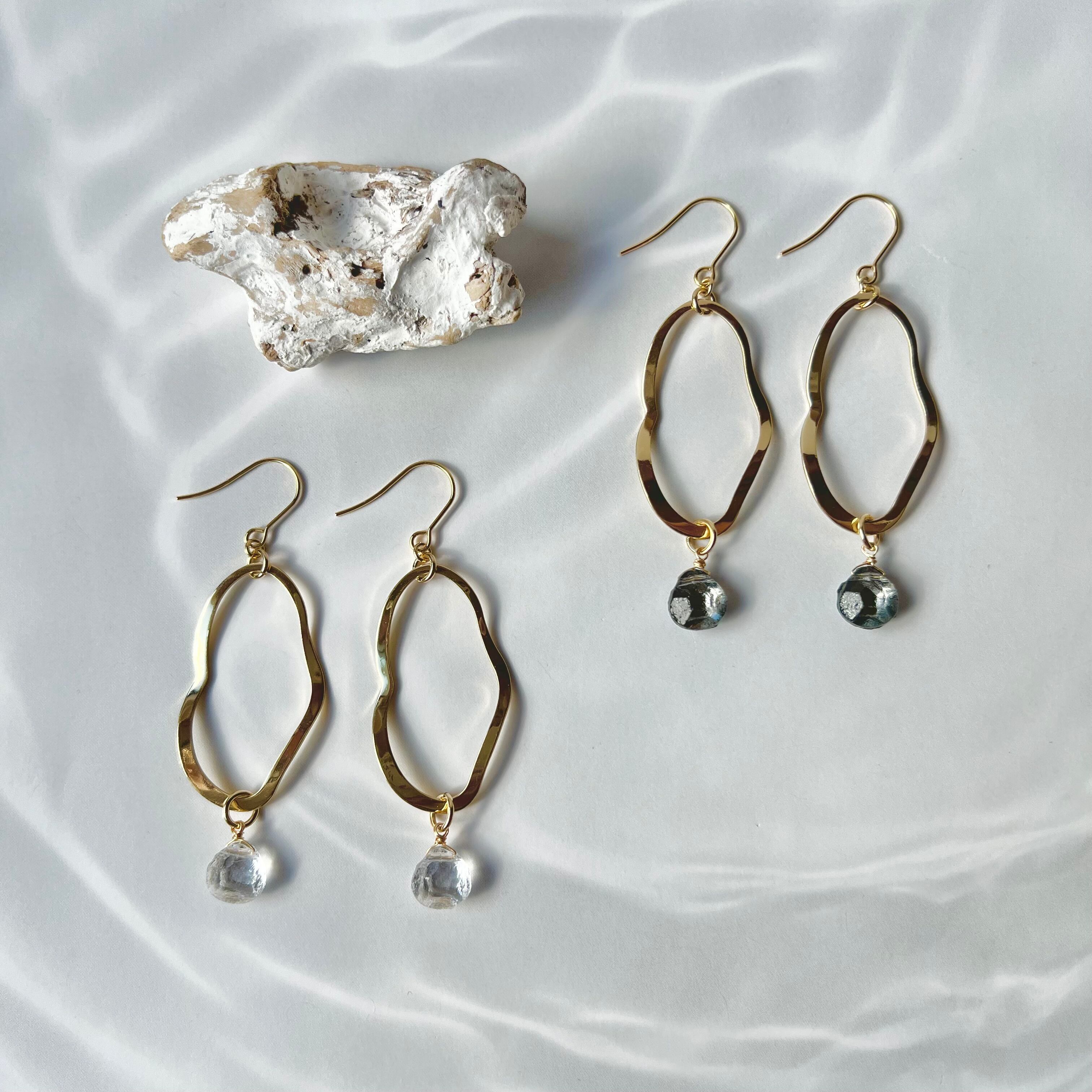 ドラマ着用//チェコガラス×オーバルフープピアス・イヤリング