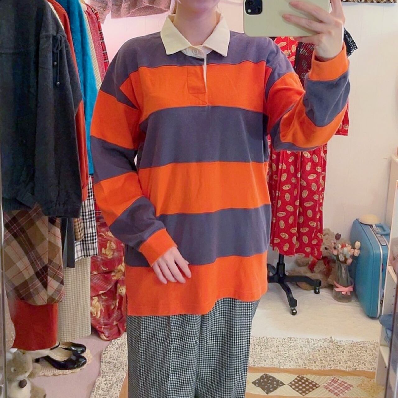 orange stripe rugger shirt