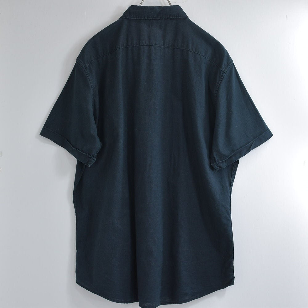 90~00s apt.9 ストライプ刺繍デザイン キューバシャツ風 90~00s apt.9 ストライプ刺繍デザイン キューバシャツ風
