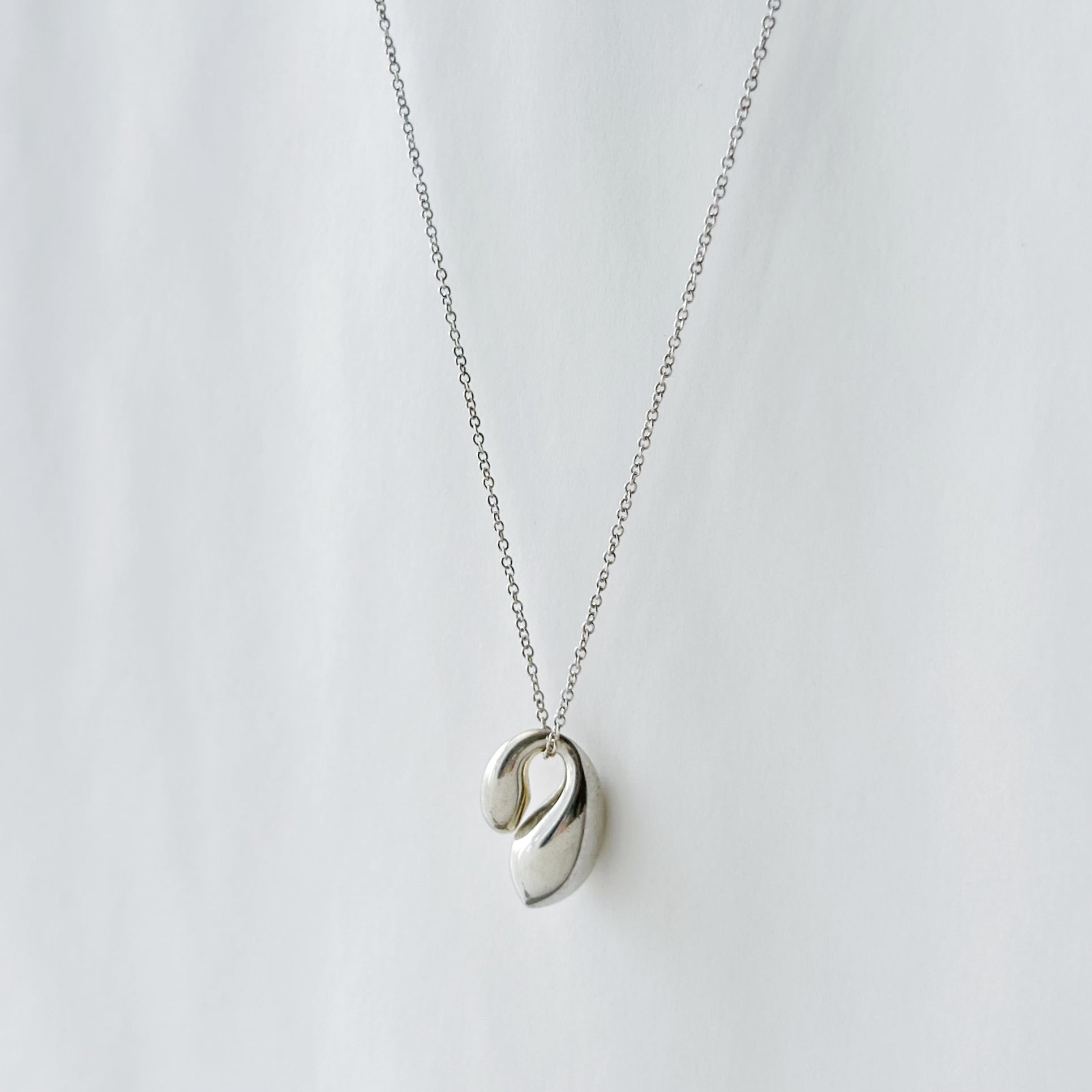 T8038】Tiffany&Co. double teardrop necklace/silver925/ティファニー