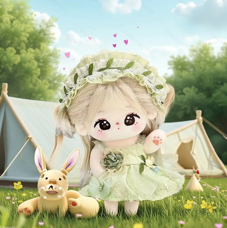 ハンドメイド。サテン&星★チュールワンピース。ぬいぐるみバッジ♡チャーム用コス 20cmぬいぐるみ用 フラワーバタフライ装飾 チュールワンピース+ヘア
