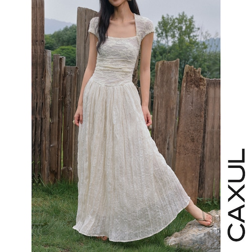 Vintage Lace Square Neck Dress