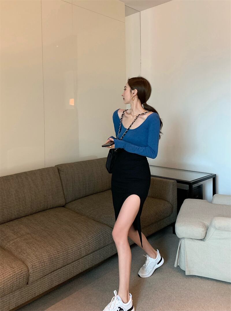 Tシャツ シャツ 薄手サマーショートブルートップス ロング 夏物 ピュア ブラックストロベリース42639263957