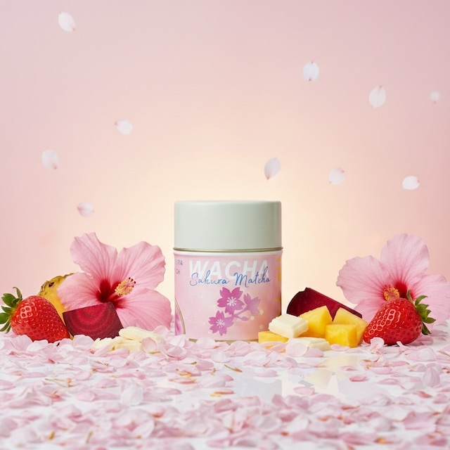 桜抹茶 20g｜春限定ピンク抹茶・ノンカフェイン｜日本産桜花使用 WACHA