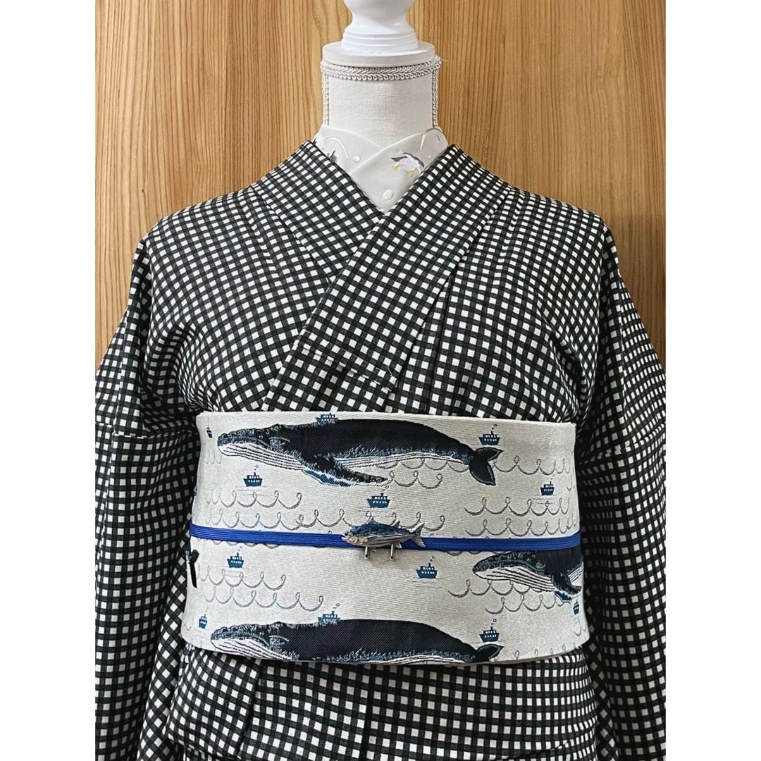 新品】ギンガムチェック模様の洗える単衣小紋着物(モノトーン) | 今昔  