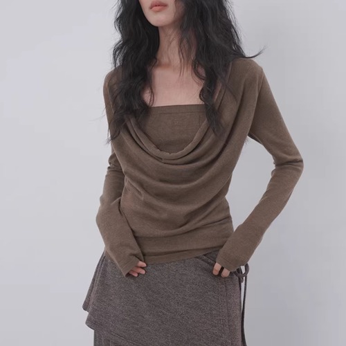 2色／ドレープデザインニットトップス ・21519