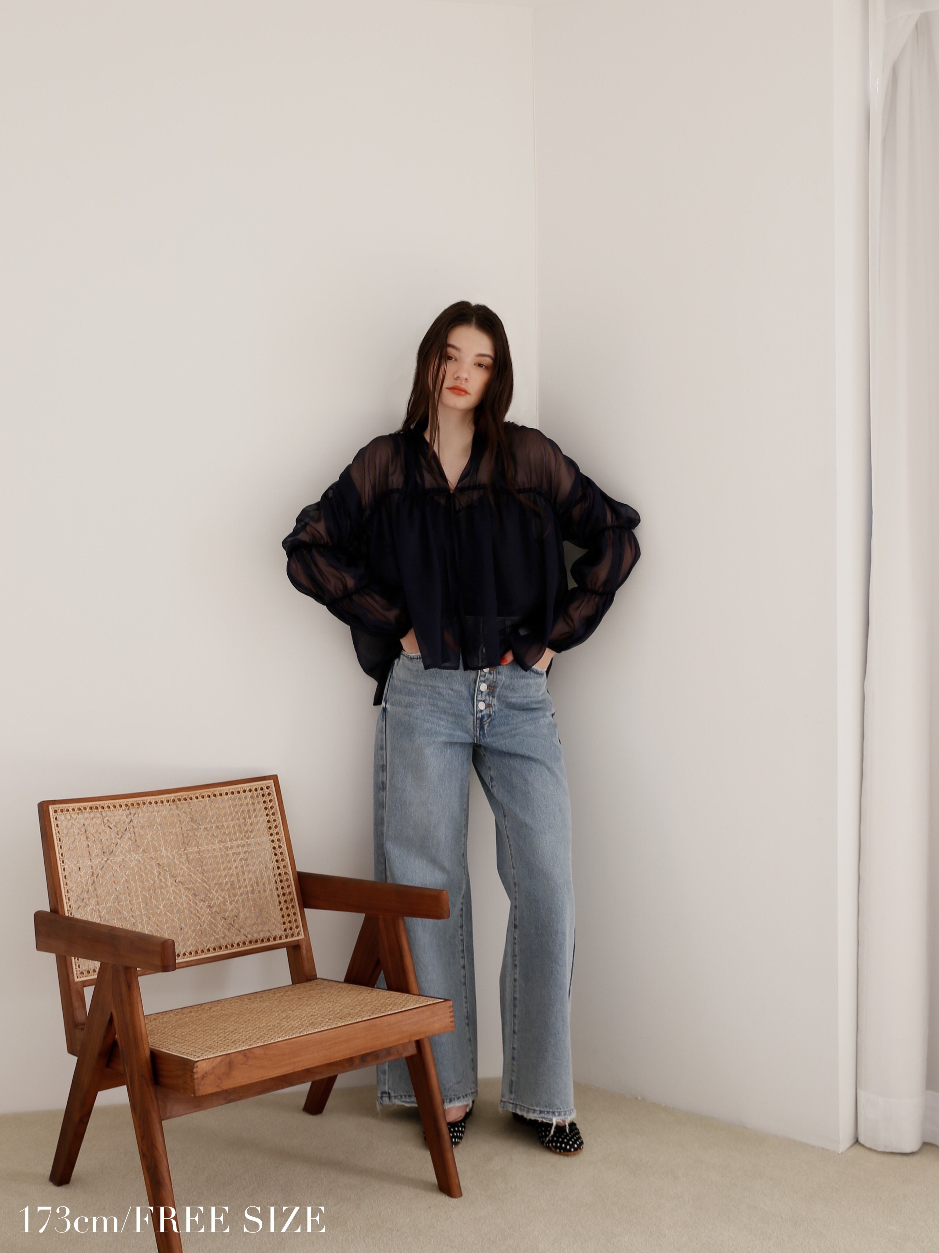 triple shirring blouse set（navy） | Cara by Katrin TOKYO