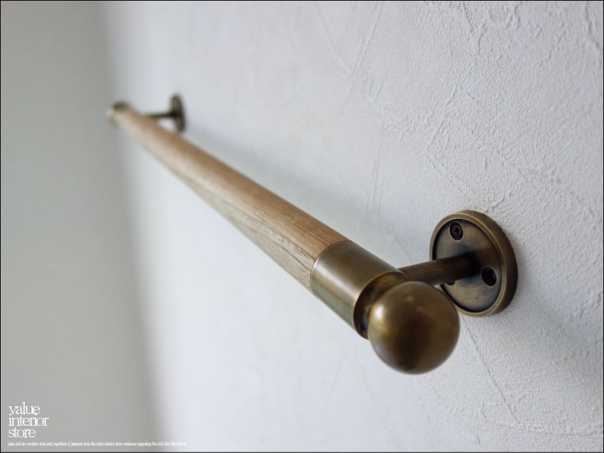 無垢材 ブラスチークドアハンドル50cm 取っ手 ドアノブ 木製ハンドル