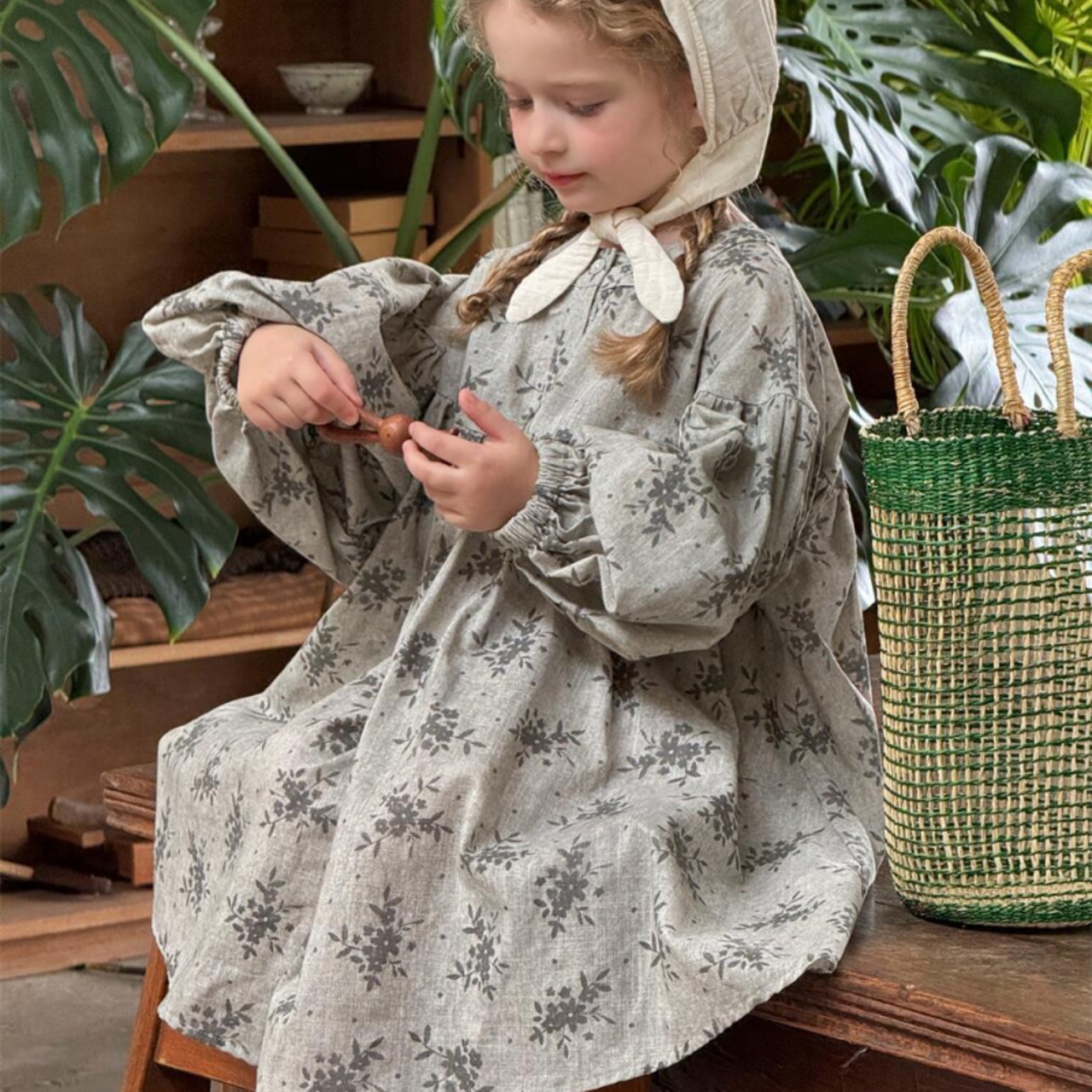 春韓国風花柄ワンピース