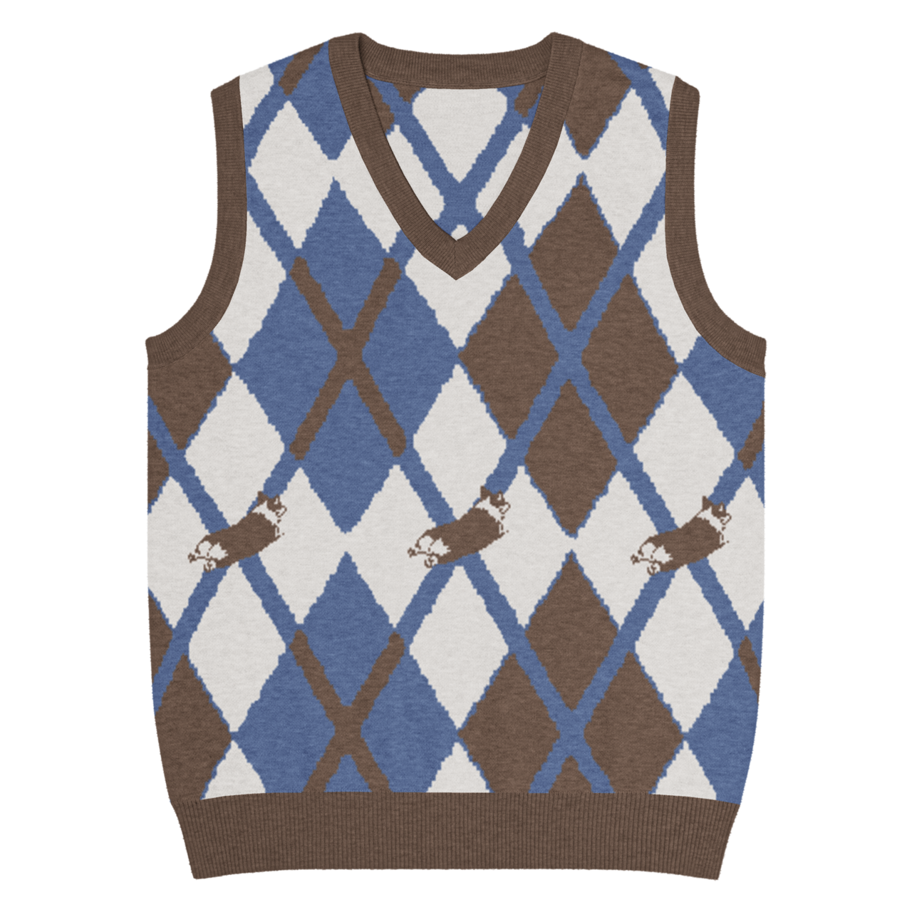 WIGGLE ARGYLE Knit Vest　[T0098]