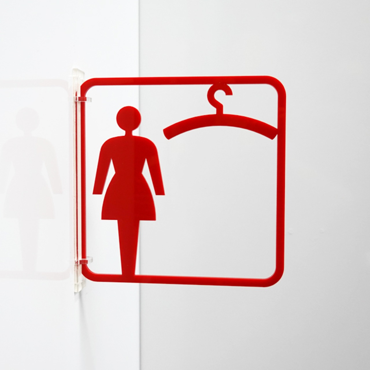 ツケレルン（3Wayピクトサイン）軽量 アクリル 突き出し 看板  （女子 衣装室 更衣室 フィッティング）3way-0045 - 1