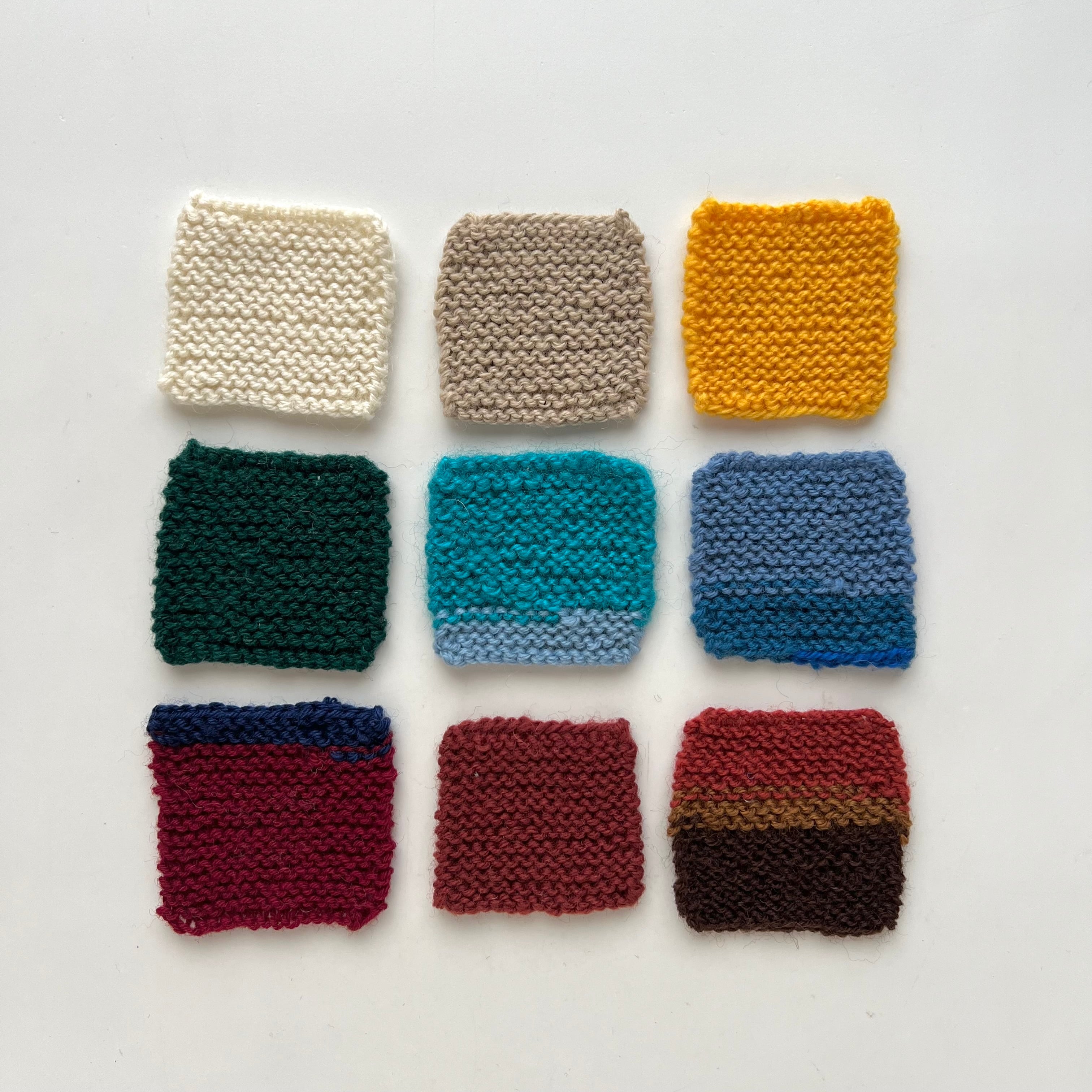 Set of 9 Hand Knitted Small Squares