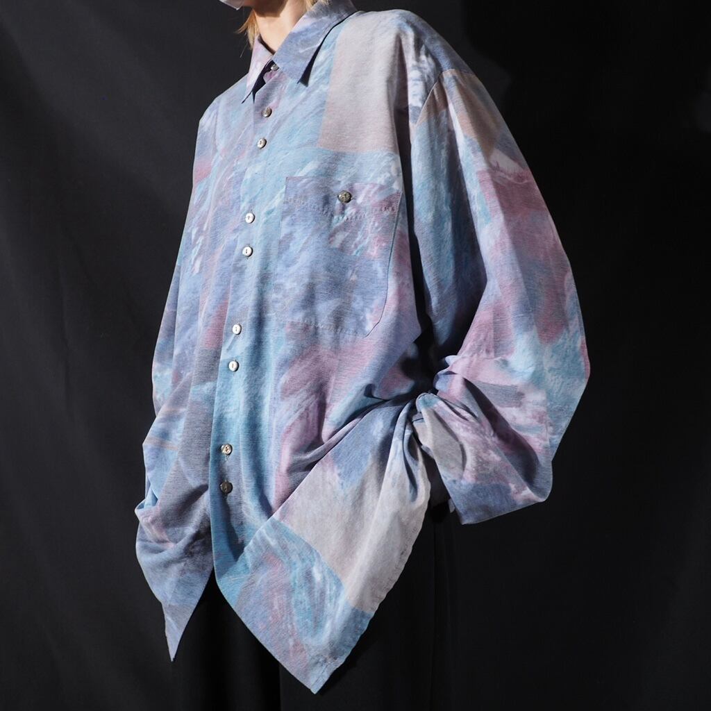 Jupiter water surface pale tone pattern rayon shirt