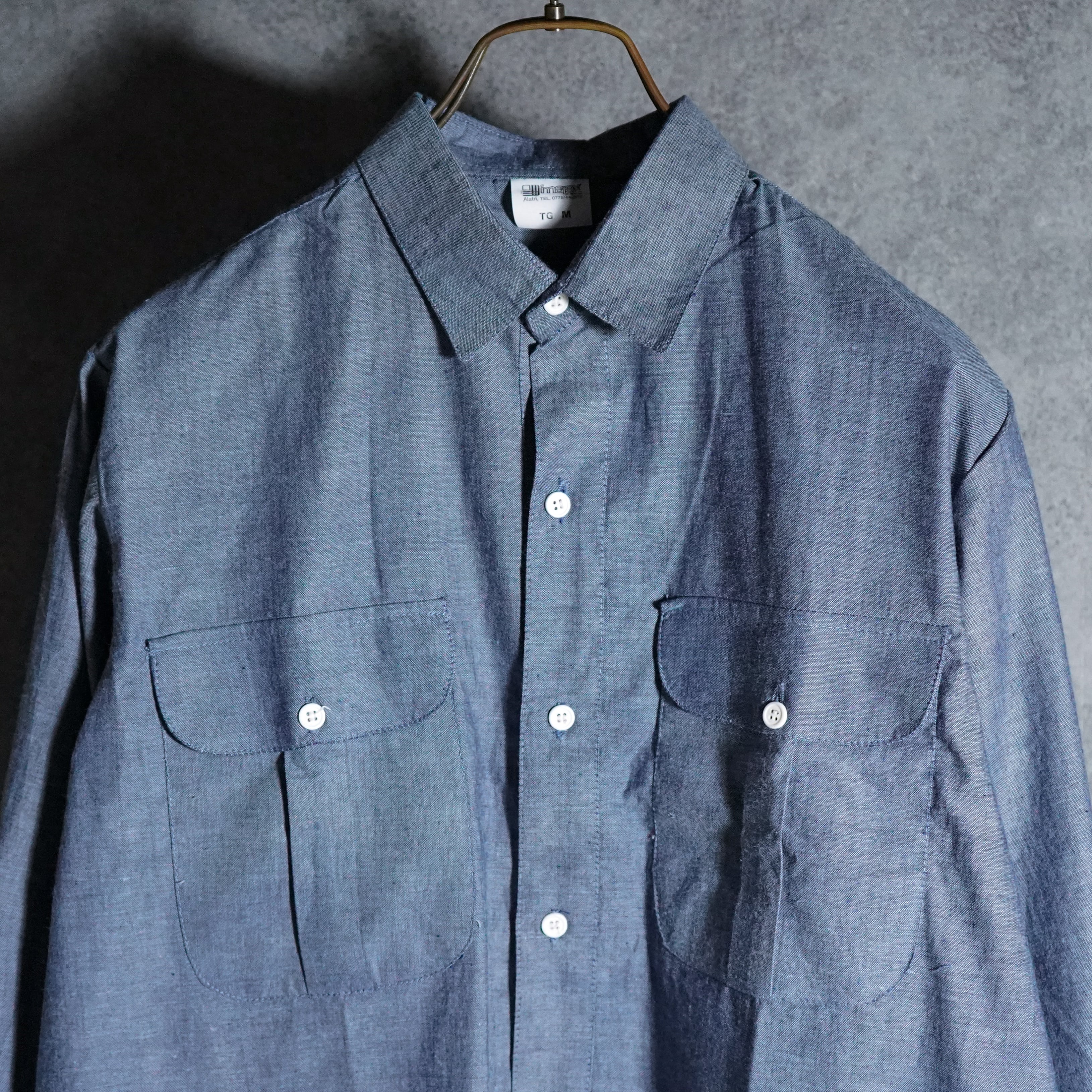 DEAD STOCK】Italian Navy Chambray Shirts イタリア軍 シャンブレー