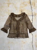 leopard sheer ruffle blouse