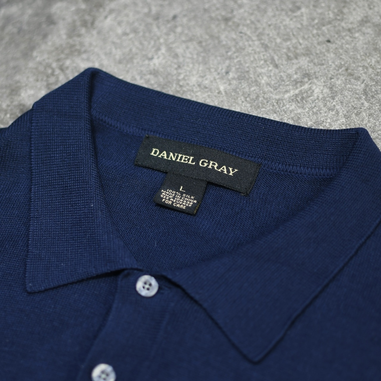 DANIEL GRAY silk knit polo navy