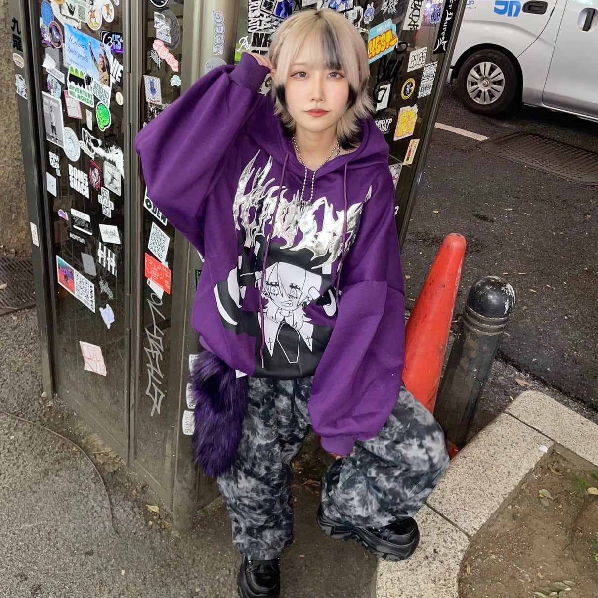 h.naotoFRILL黒紫コーディネートセット♡ 6色展開☆ボリュームファーしっぽチャーム | VOLCAN&APHRODITE